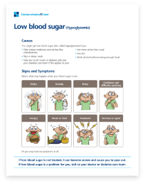 Hoja informativa sobre nivel bajo de azúcar en la sangre 