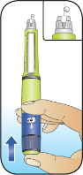 Ilustración del botón de dosis de pulsar y mantener pulsado