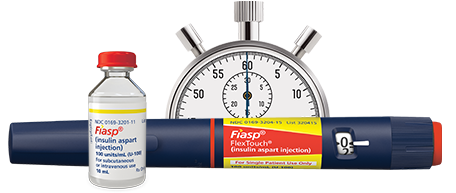 Fiasp® fast-acting insulin is available by vial and FlexTouch® pre-filled insulin pen