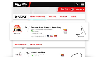 Horario de carreras INDYCAR®